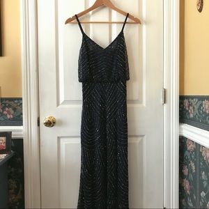 Adrianna Papell Art Deco Blouson Beaded Gown